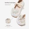 2026 Spring Girls' Princess Leather Shoes with Rhinestone Bow & Soft Sole