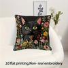 2D Flat- Vintage Floral Black Cat Throw Pillow Cover Rustic Farmhouse Decorative Cushion Case For Sofa Couch Bedroom Living Room