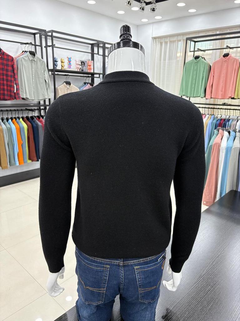 Men's Winter Thick 100% Pure Wool Half-High Collar Sweater - Warm Base Layer Knitwear