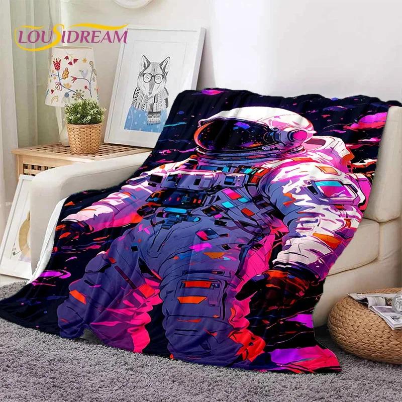 Astronaut Universe Spaceman Outer Space Cartoon Soft Flannel Blanket for Beds Bedroom Sofa Picnic,Throw Blanket Outdoors Leisure