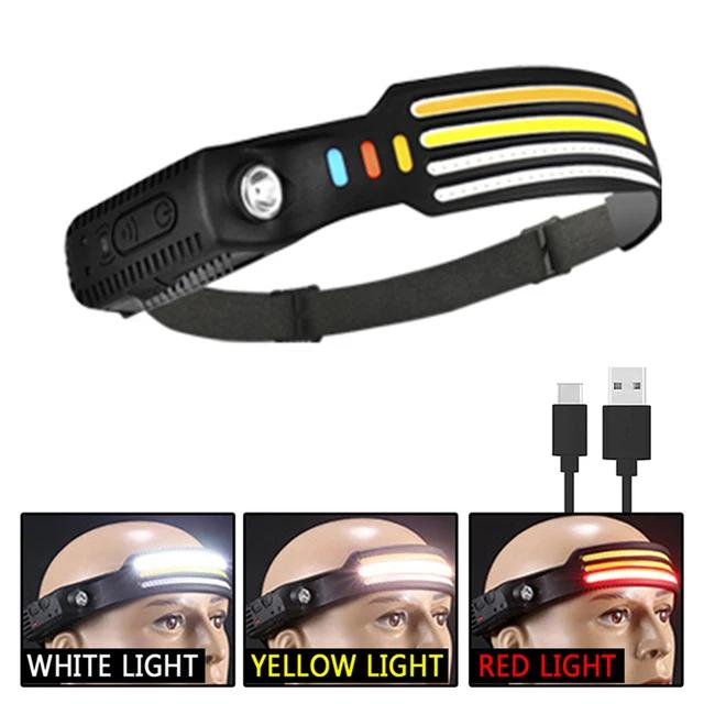 Novo Farol LED COB Multimodo com Sensor Bateria Embutida Recarregável por USB À Prova d'Água Lanterna para Acampamento ao Ar Livre Pesca