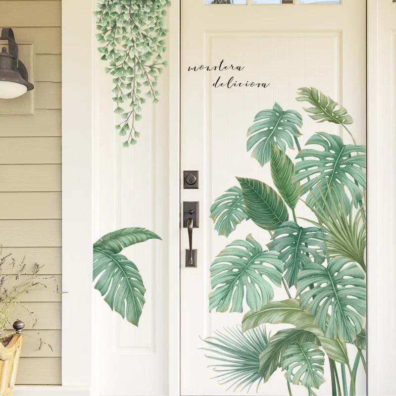 Tropical Monstera Leaf Plants Wall Art Sticker Nordic Wall Decals Vinyls Stickers Living Room Bedroom Kitchen Home Decor Sticker
