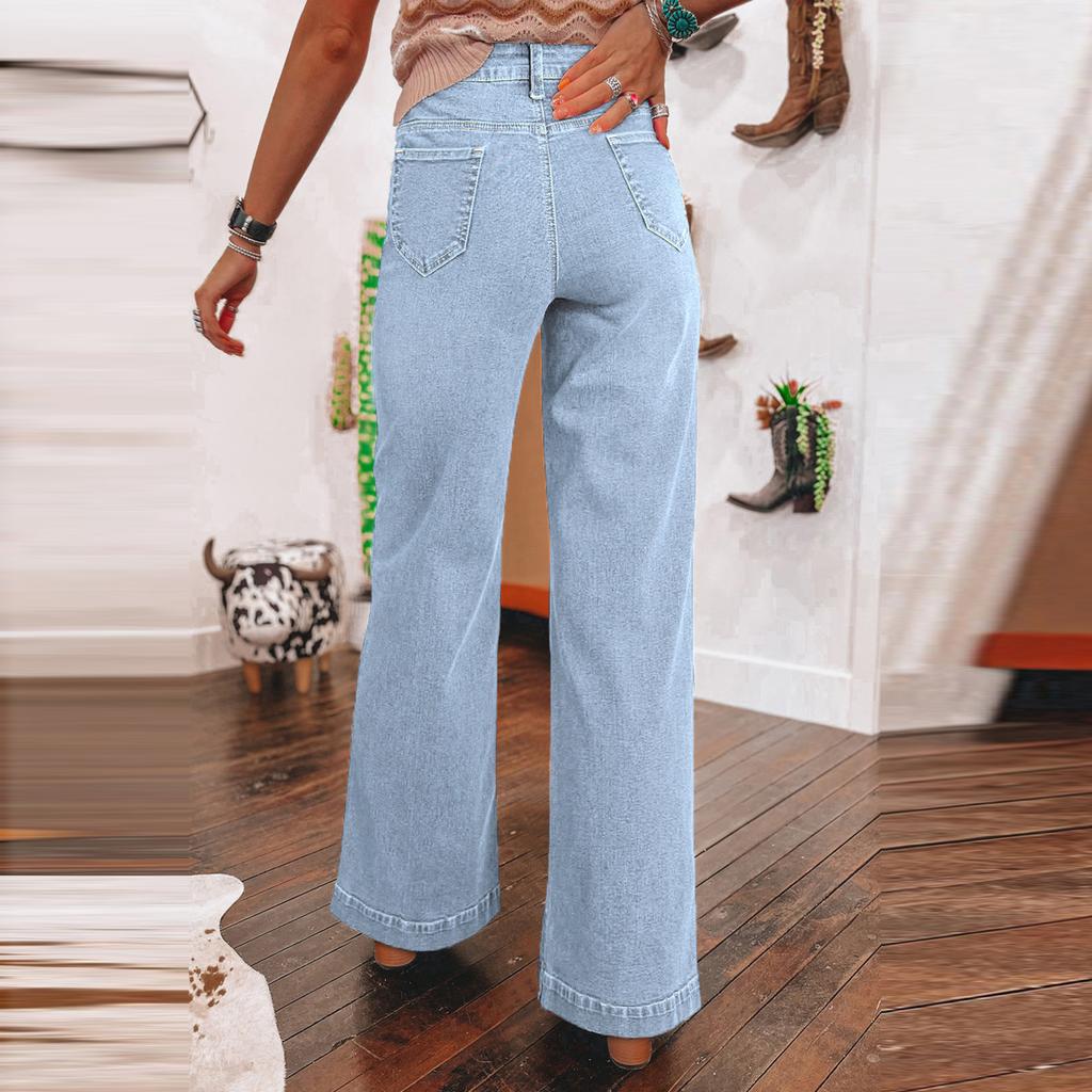 Women's Retro High Waist Wide Leg Straight Street Wide Leg Jeans