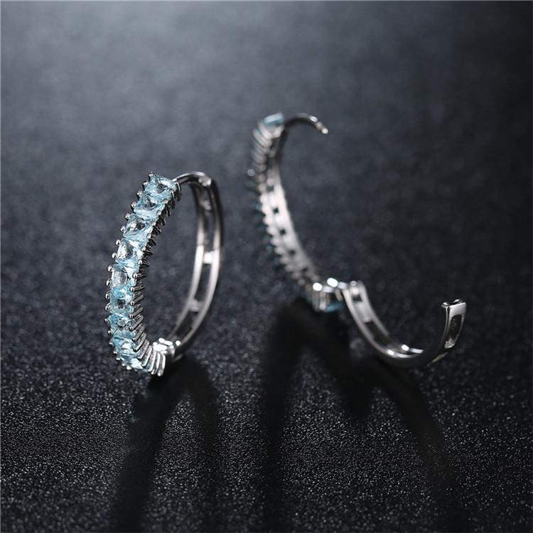 Women Fashion Simple Circle Hoop Earrings Fashion Crystal Metal Round Earrings