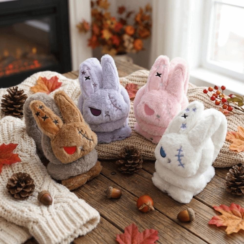 Plush Bunny Winter Ear Warmers Soft Fluffy Fuzzy Ear Protection Cozy Wounded Rabbit Earmuffs Gift