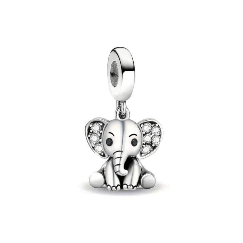 New 925 Silver Heart Bow Dog Palm Turtle Elephant Bead Pendant Charm for DIY Bracelet Jewelry