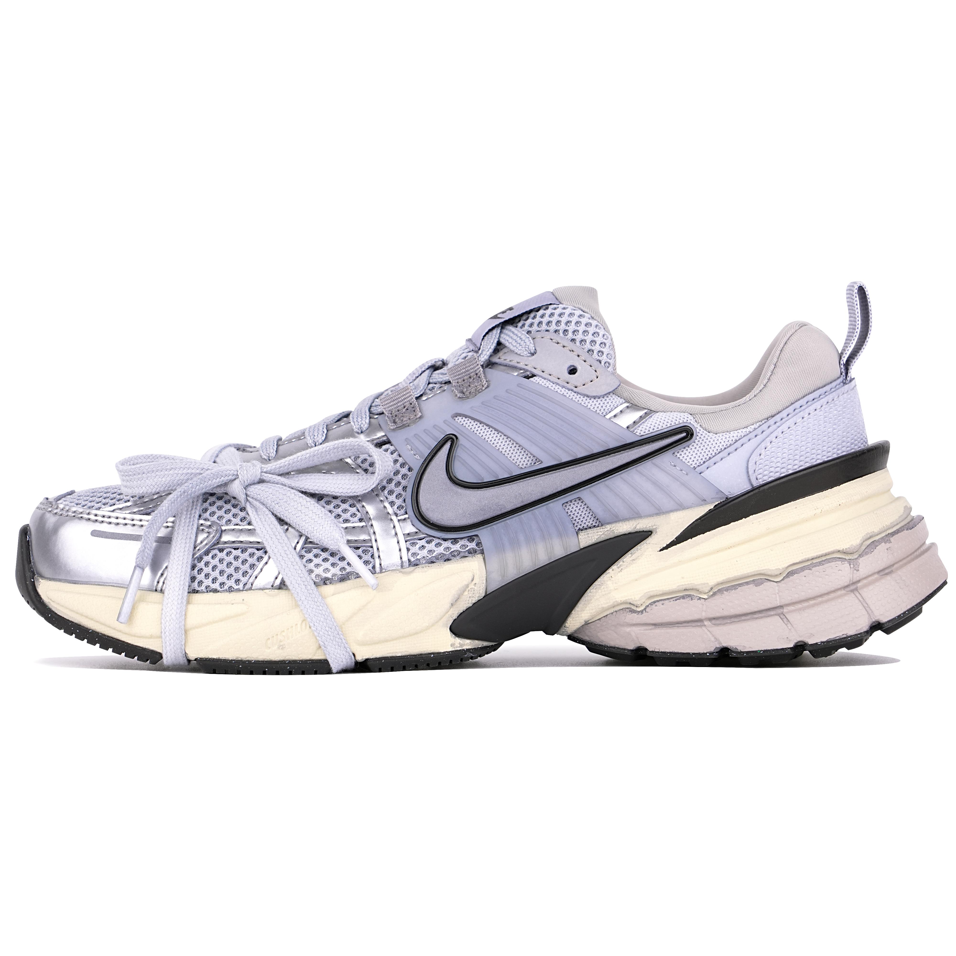 Nike V2K Run Fabric Cushioning Slip Resistant Abrasion Resistant Breathable Low top Running Shoes Women s Gray Silver FD0736-100(TeamTen-V2K) 36.5