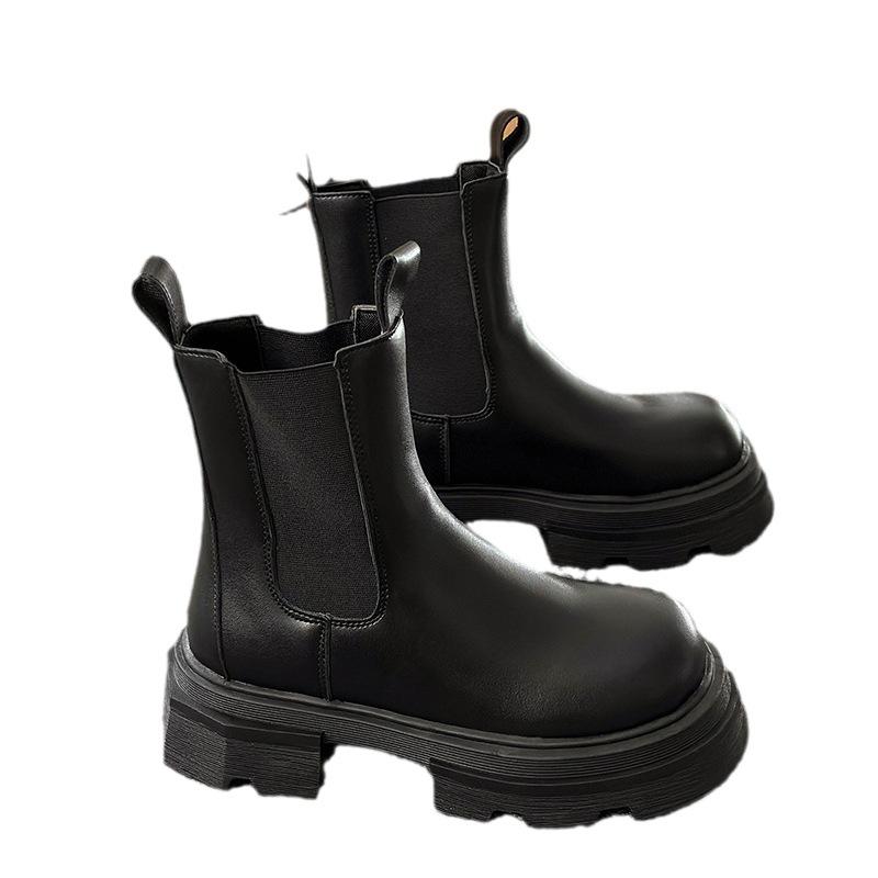 Chelsea Martin Boots Women's Spring and Autumn Single Boots 2025 New Big Head Platform Cigarette Medium Boots Coffee Short Boots Trendy Girl