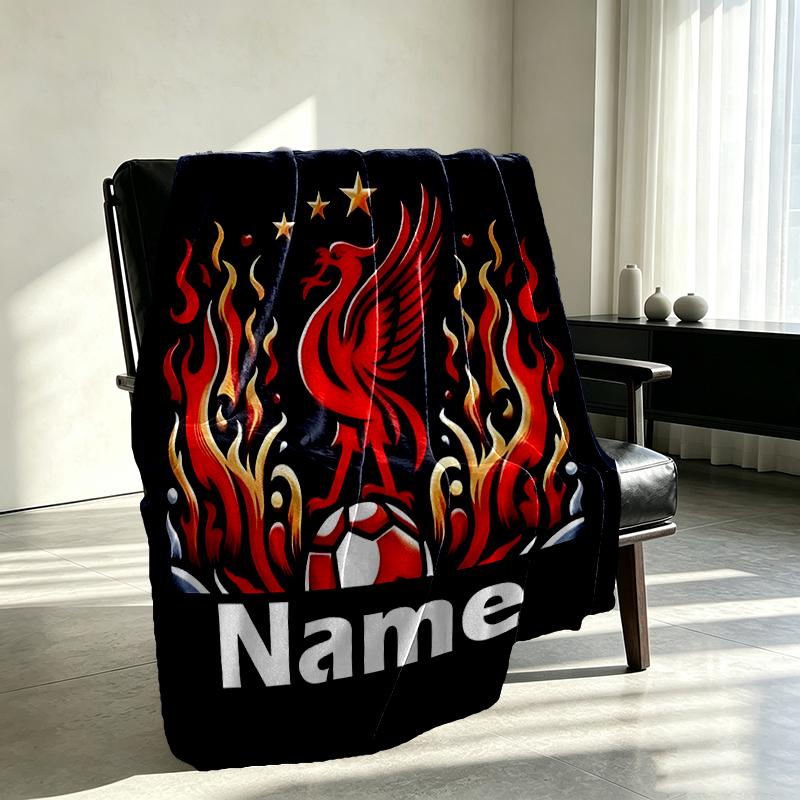 Custom Name Personalized Football team F.C Print Blankets, Home Decor, Bedroom, Sofa, Camping, Couch, Gifts for Birthday Christmas