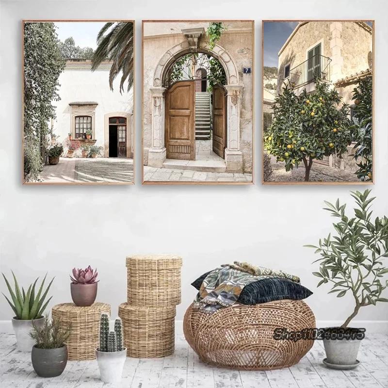 Spanish Architecture Puglia Village Photography Poster & Prints Green Leaf Indoor Plants Painting Decor Boho Picture Home Decor