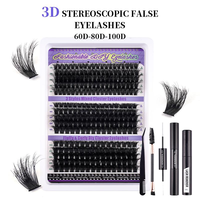 230-300 Clusters Voluminous D-Curve Segment False Eyelashes DIY Kit