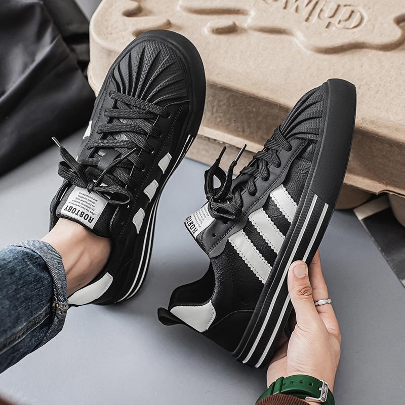 Men's shoes 2025 spring new leather soft sole shell head flat shoes men's outdoor non-slip sports casual trendy shoes