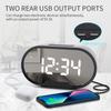 Mirror Alarm Clock Black Led Digital Desk & Table Clocks LED Mirror Multifunction Usb Charging Phone Desktop Clocks