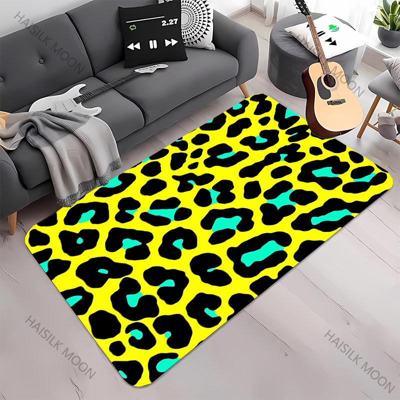 Neue Regale!Bunter Teppich mit Leopardenmuster, Wohnzimmer Schlafzimmer Bürobereich Kinderzimmer Teppiche, Rutschfeste Maschinenwaschbare Matte