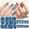 144Pcs Medium Short Square Press On Nails Medium Oval Fake Fingertips  for Holiday Party