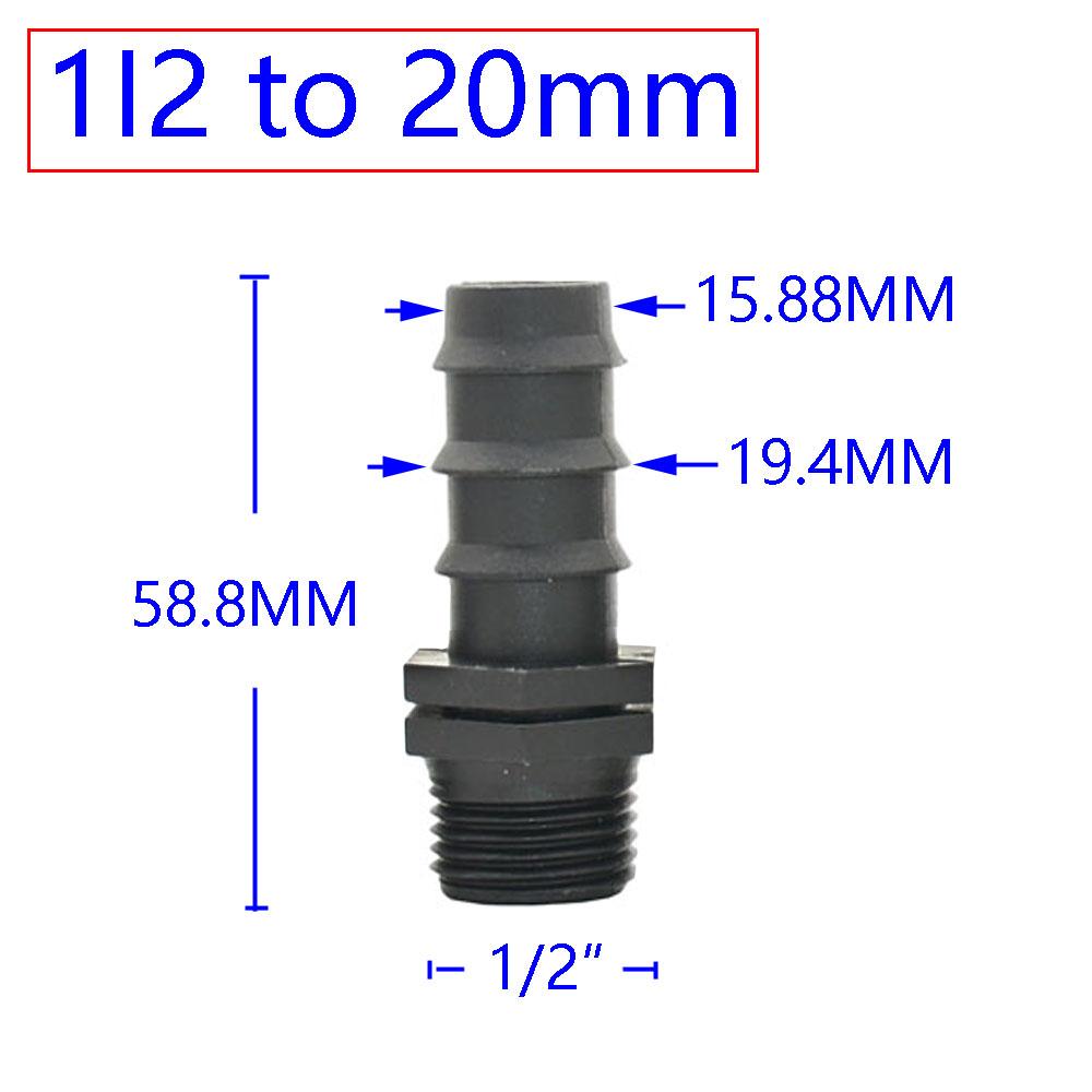1/2 3/4 Female Male Thread To 1/2 3/4 1 Inch Garden Hose Barb Connector 16mm 20mm 25mm Plastic Hose Fitting 2 Pcs