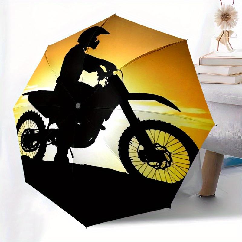 1 Stück Motorrad Sonnenuntergang Thema Hochwertiger Regenschirm, Automatisches Öffnen und Schließen Regenschirm, Multifunktionaler Regenschirm G0811049