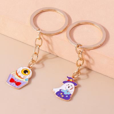 Cute Enamel Halloween Keychain Ghost Key Ring Pendants for Women Girs Handbag Decor DIY Jewelry Accessories