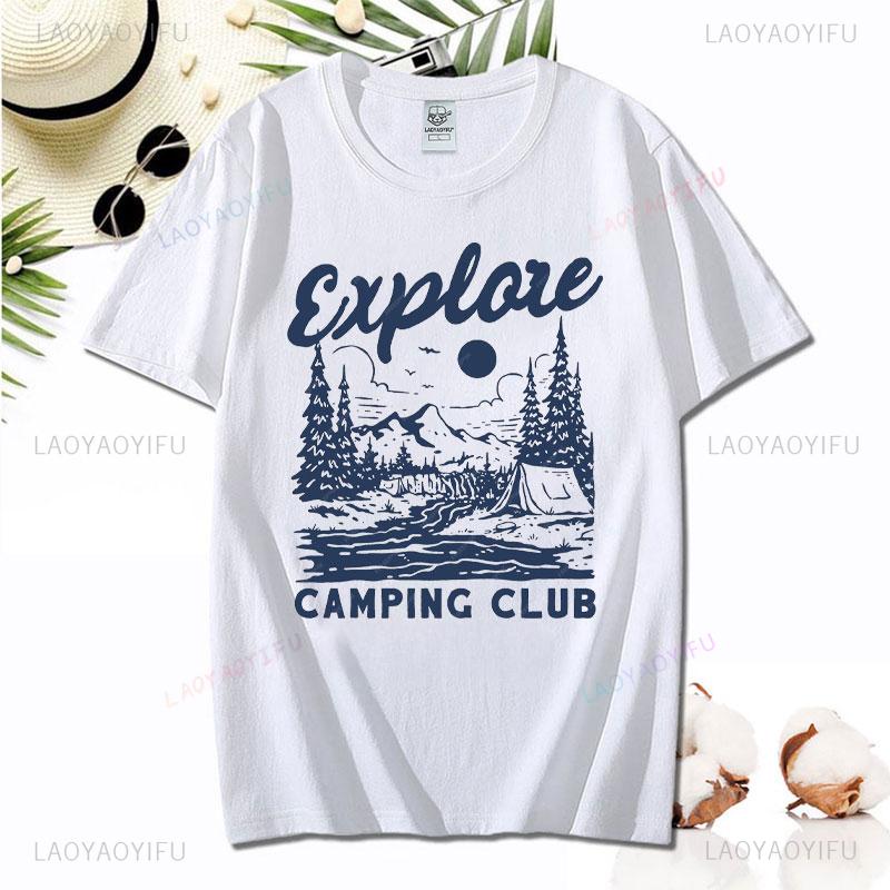 Love Camping I Hate People Vintage Funny T-Shirt Unisex Tees Camping Hiking Short Sleeve Tops Camper Gift Cotton O-Neck T-Shirt