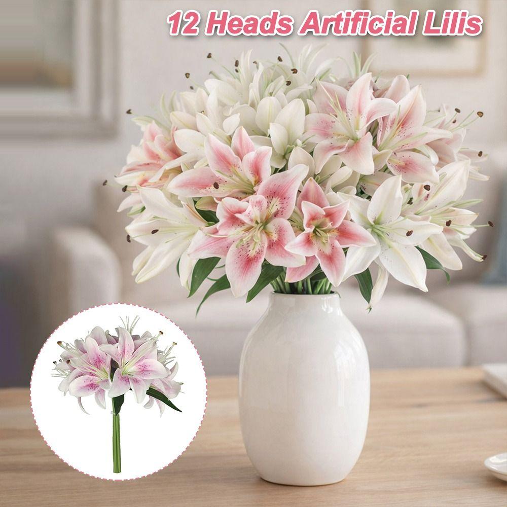 12 Heads Artificial Lilis DIY Flower Flower Bouquet Fashion Wedding Bouquet Photography Props