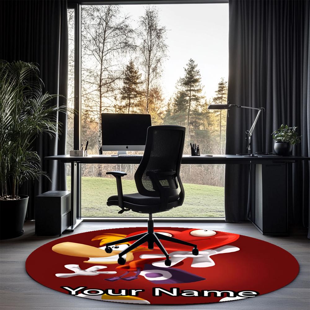 Custom Name Rayman Printed Round Rug Carpet Chair Rug Area Rug Entryway Doormats,for Office Chair Living Room Bedroom Kitchen Room.