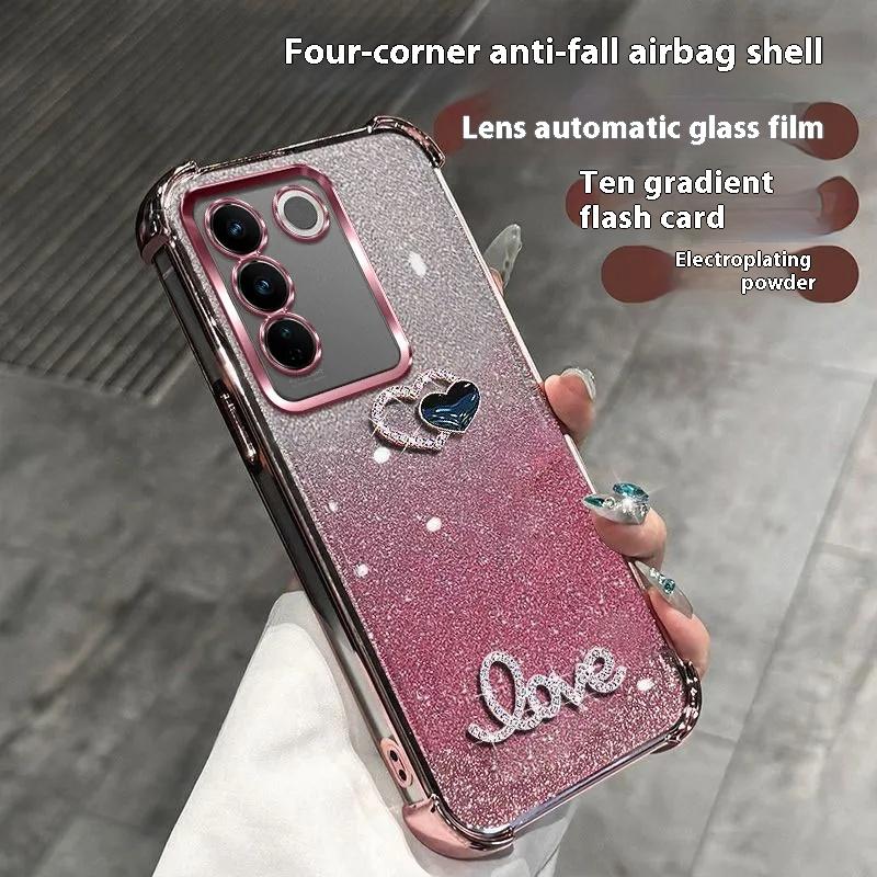 3D Love Shockproof Glitter Plating Case for Samsung Galaxy S25 EDGE S24 S23 S22 S21 S20 Note 20 10 Ultra Plus FE 5G Back Cover