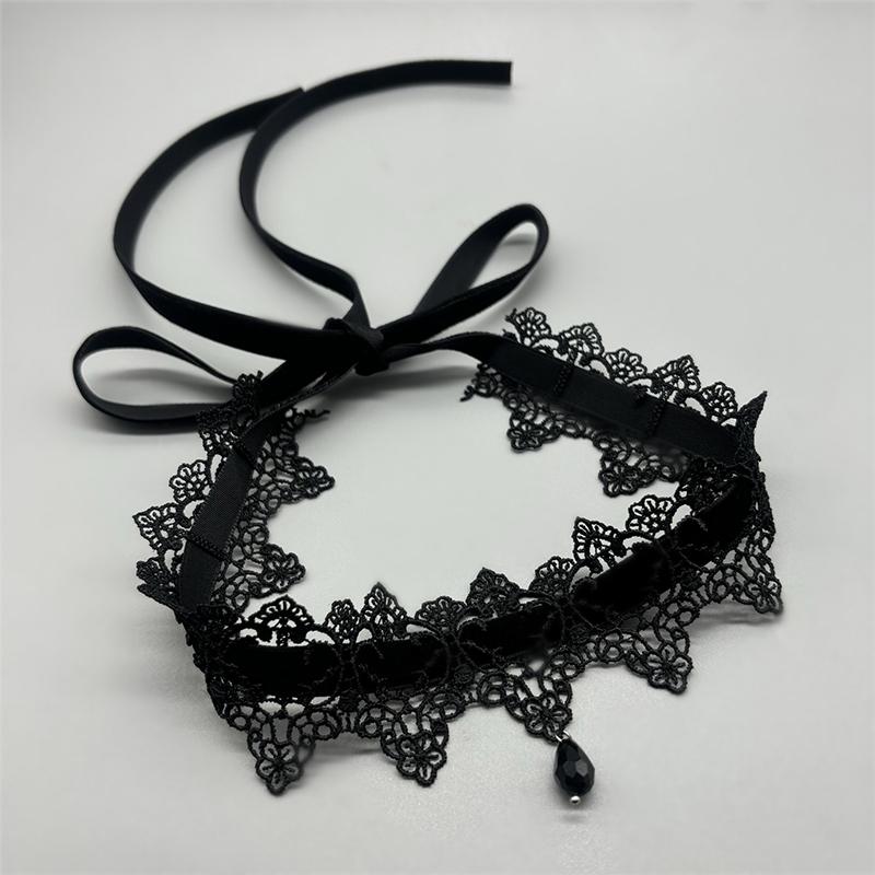 Sexy Lace Flower Necklace for Women Gothic Punk Velvet Collar Choker Black Pendent Necklace Strap Bow Jewelry