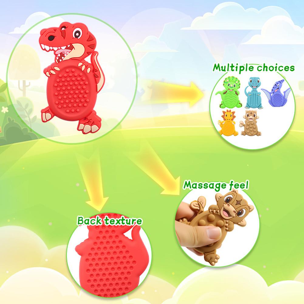 1/6Pcs Silicone Worry Stone Sensory Fidget Toys For Autism Adhd Stress Relief Dinosaur Textured Stone Anxiety Relief Toy