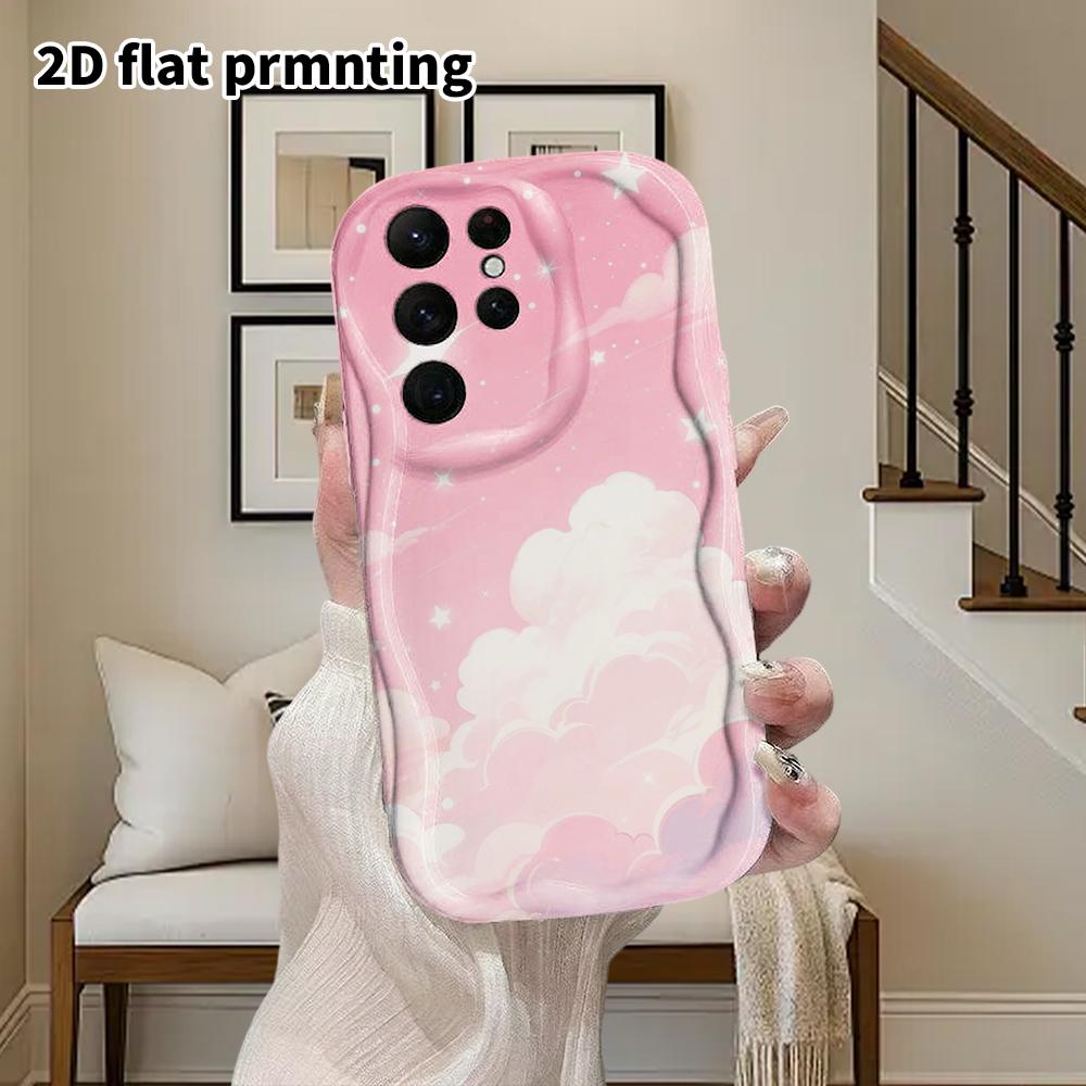 Phone Case: 2D Flat Samsung Galaxy A34 A35 M05 M06 S20 S22 S21 FE Plus 5G Protective Case, Couples Style, Pink Starry Cloud, Christmas and Halloween G