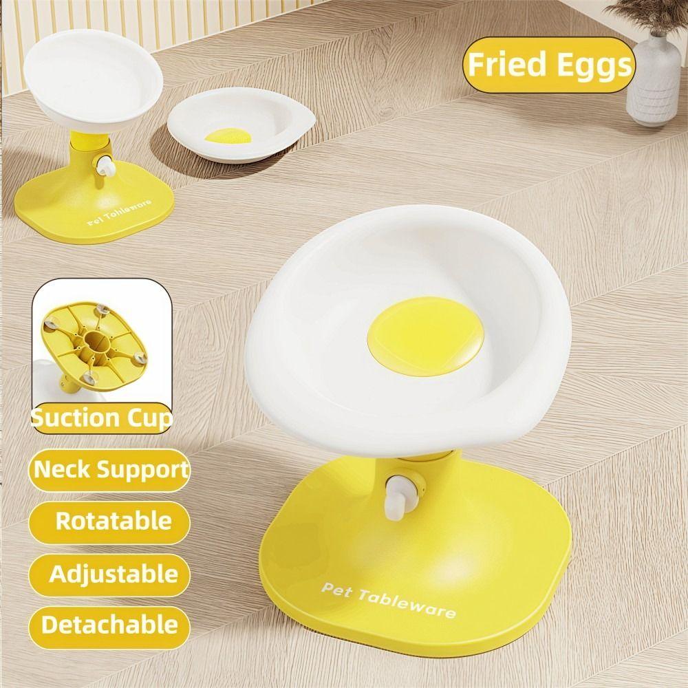 Adjustable Cat Food Plate Vacuum Suction Cat Food Bowl Dual-purpose Anti-rollover