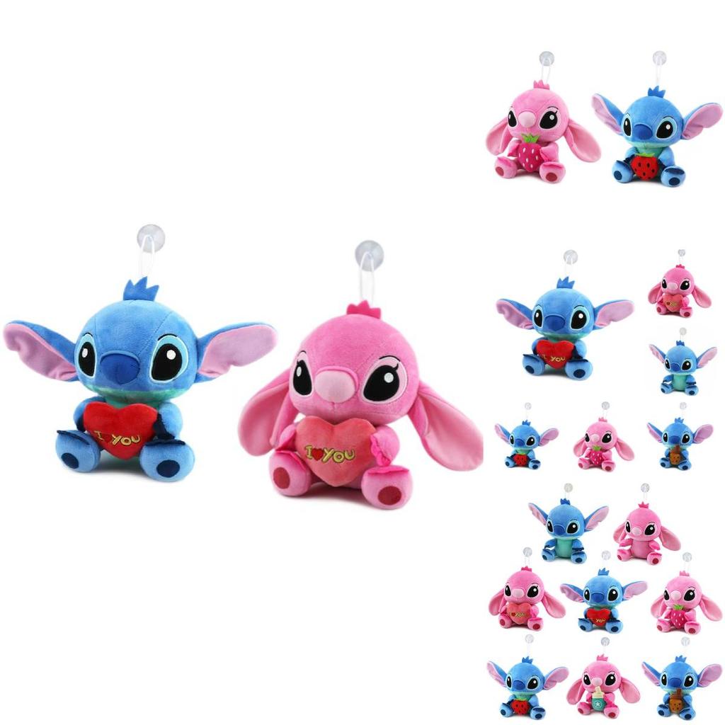 Entzückendes und weiches Stitch Plüschtier für Paare im kreativen Geschenkdesign in Blau- und Rosatönen