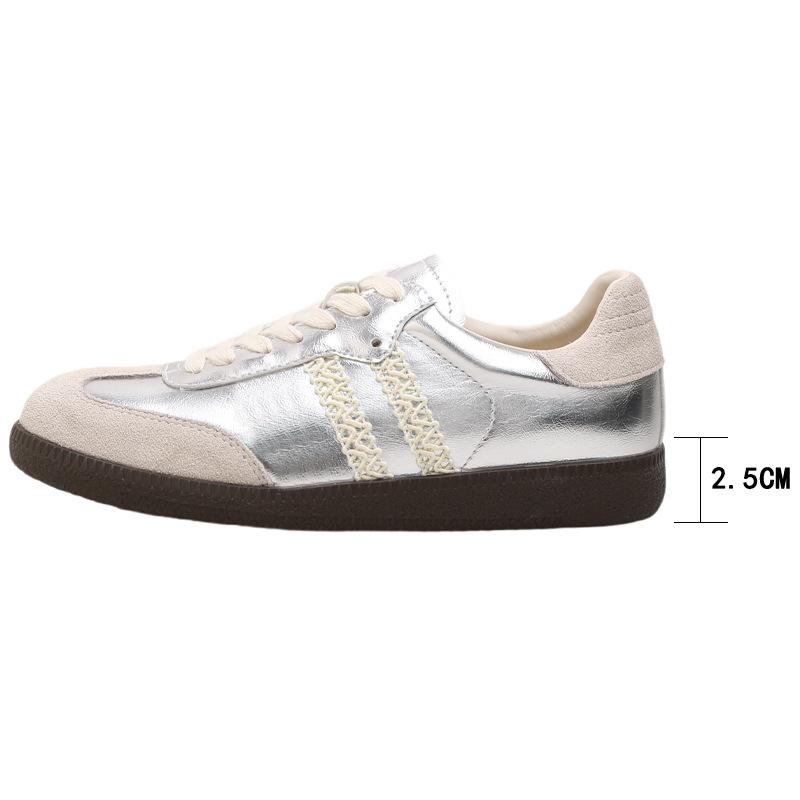 Soft-soled retro lace edge German training shoes women's new leather versatile sports and leisure shoes Forrest Gump shoes