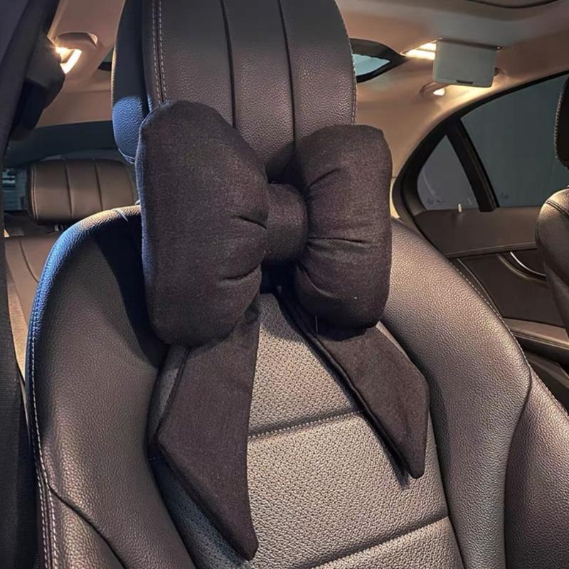 Car Seat Headrest Neck Rest Cushion Bowknot Car Neck Pillow Soft Neck Support Car Seat Back Pillows Neck Pain Relief