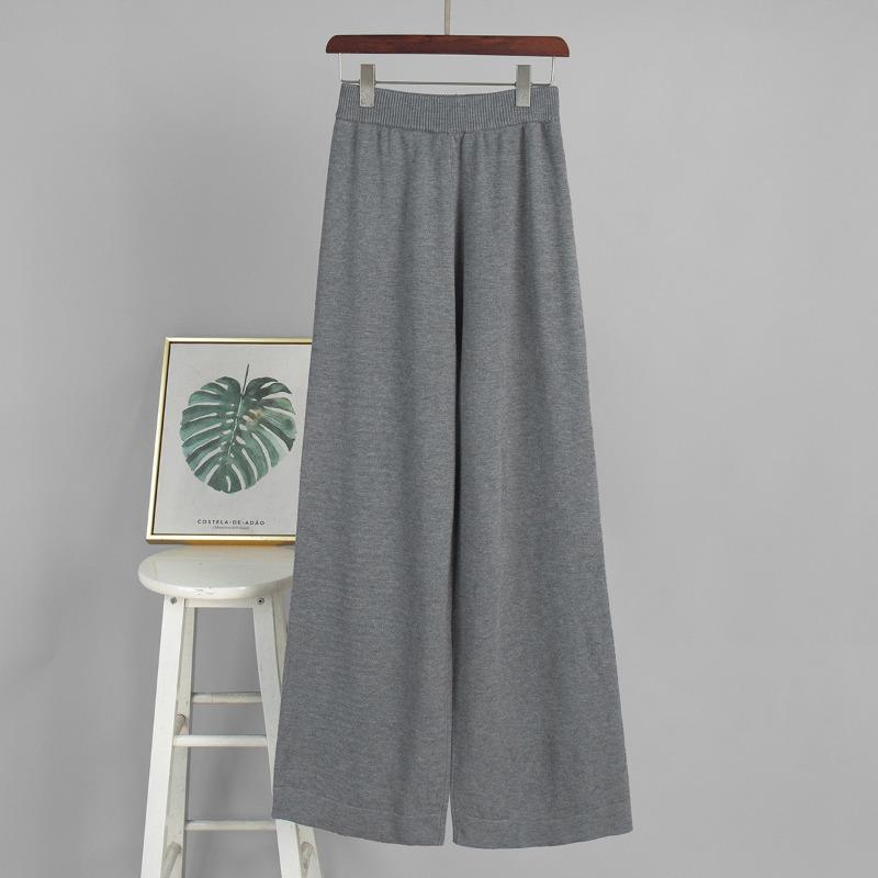 Womens Casual Knit Zip Cardigan Wide Leg Pants Two Piece Set