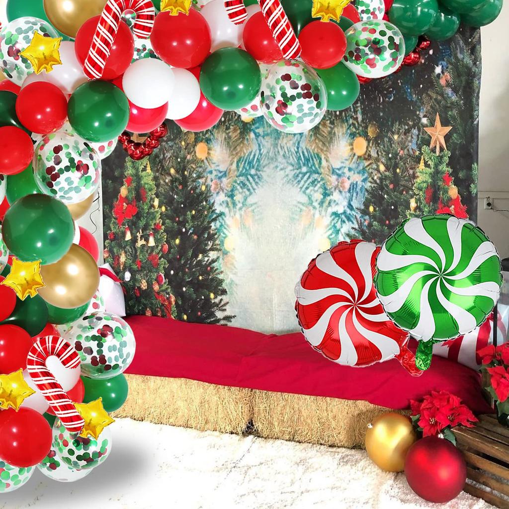 Neues Weihnachts-Süßigkeiten-Windrad-Ballonkettenset Weihnachtsfeier Rot und Grün Ballon-Szenenarrangement