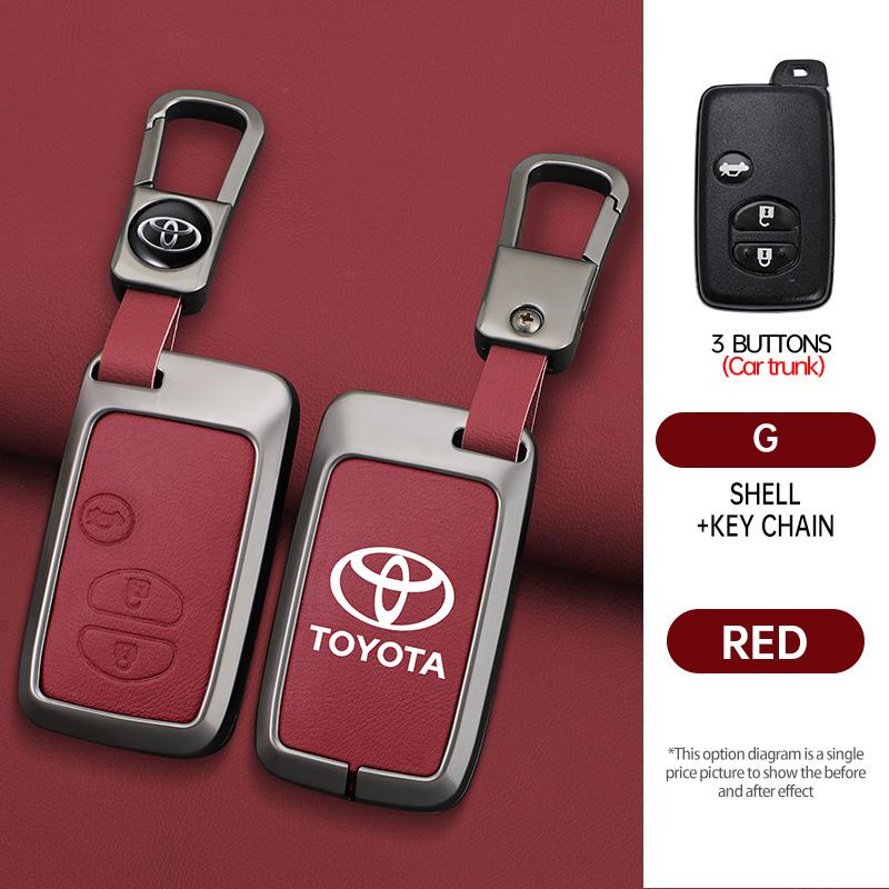 Zinc Alloy Leather Car Remote Key Case Holder Shell For Toyota Aqua RAV4 Land Cruiser Camry Prado Corolla Prius Keyless Keychain