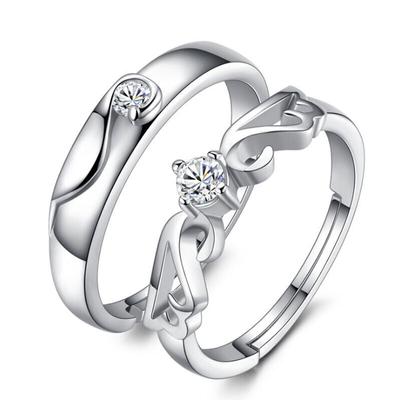 1 Paar Zirkon-Paarringe mit Charme, offene Ringe für Damen und Herren, verstellbare Eheringe