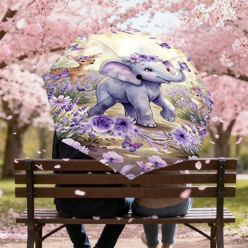 1PC Elephant Umbrella-8-Rib Reinforced, Automatic Open, Lightweight & Durable, Fashion Accessory for Outdoor, H0344