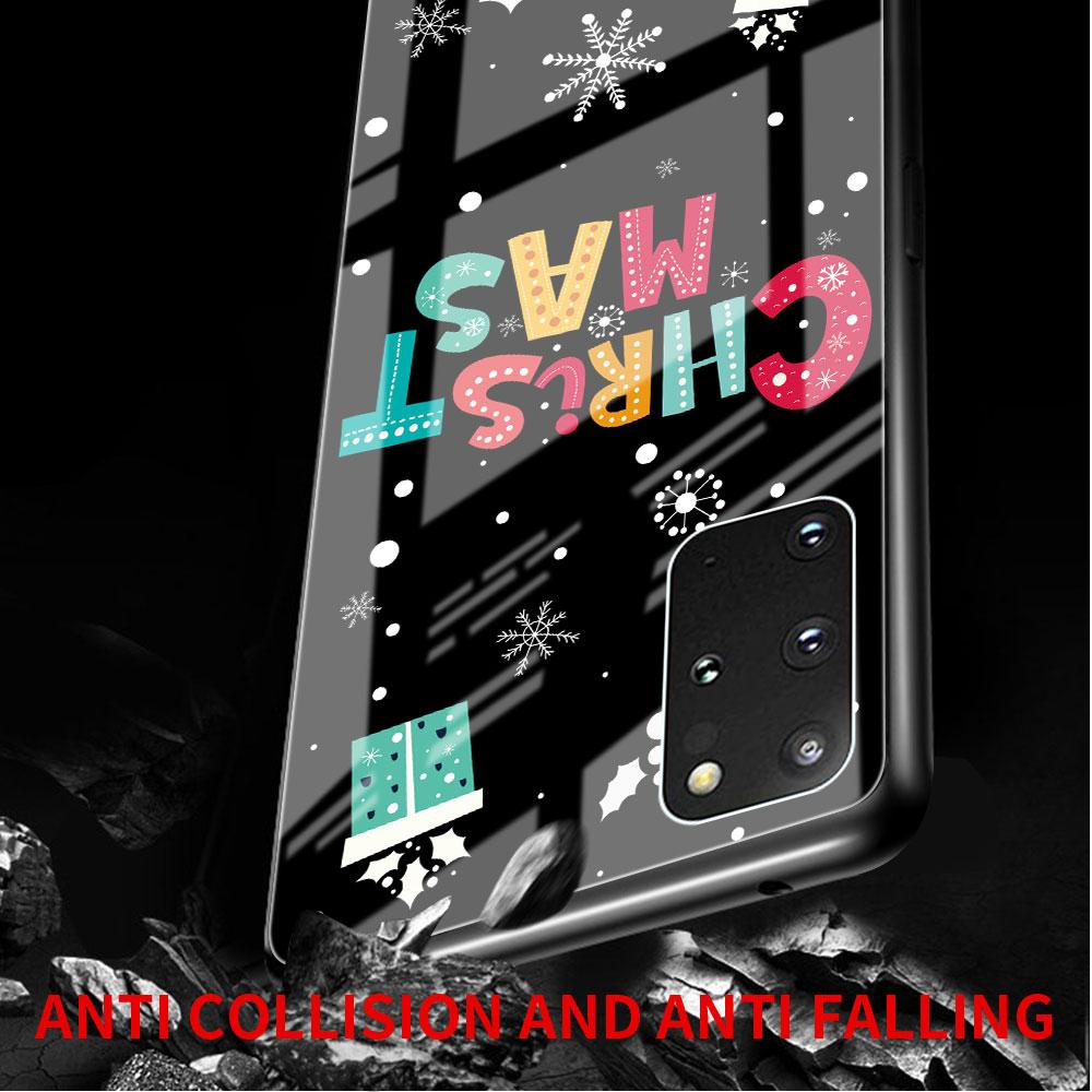 Snowman Christmas Cartoon Glass Case For Samsung Galaxy S22 S20 FE S21 Plus Phone Cover S10 5G S9 Note 20 Ultra 10 Lite Shell