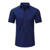 Heren Kortmouwig Effen Non-Iron Kreukvrij Grote Maat Business Casual Overhemd