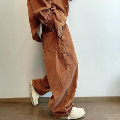 Pantaloni Casual Dritti Larghi in Velluto a Coste Tinta Unita Versatili Quotidiani Retro da Uomo Taglia Grande Primavera e Autunno Pantaloni Lunghi
