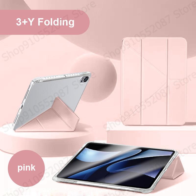 Voor Samsung Tab S11 Hoes met Potloodhouder Smart Folio PU Leer Acryl Harde Achterkant Stand Cover Voor Galaxy Tab S11 S11 5G Hoes Tab S11 (11 inch) roze