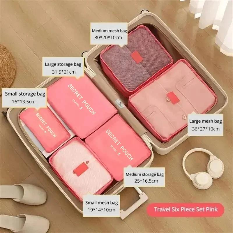6PCS Travel Organizer Bags – Waterproof Luggage Packing Cubes & Storage Pouches for Clothes, Unisex Travel Storage Bag