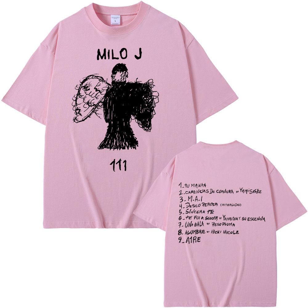 Rapper Milo J 111 Album Double Sided Print T Shirt Men Hip Hop Fashion Tshirt Male Rap Oversized T-shirt Men's Cotton T-shirts
