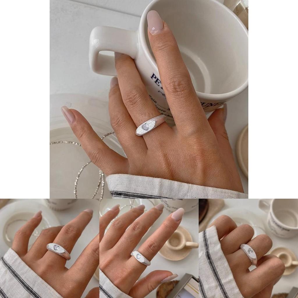 Elegant Heart Shaped Adjustable Copper Ring For Women With Sparkling Rhinestones