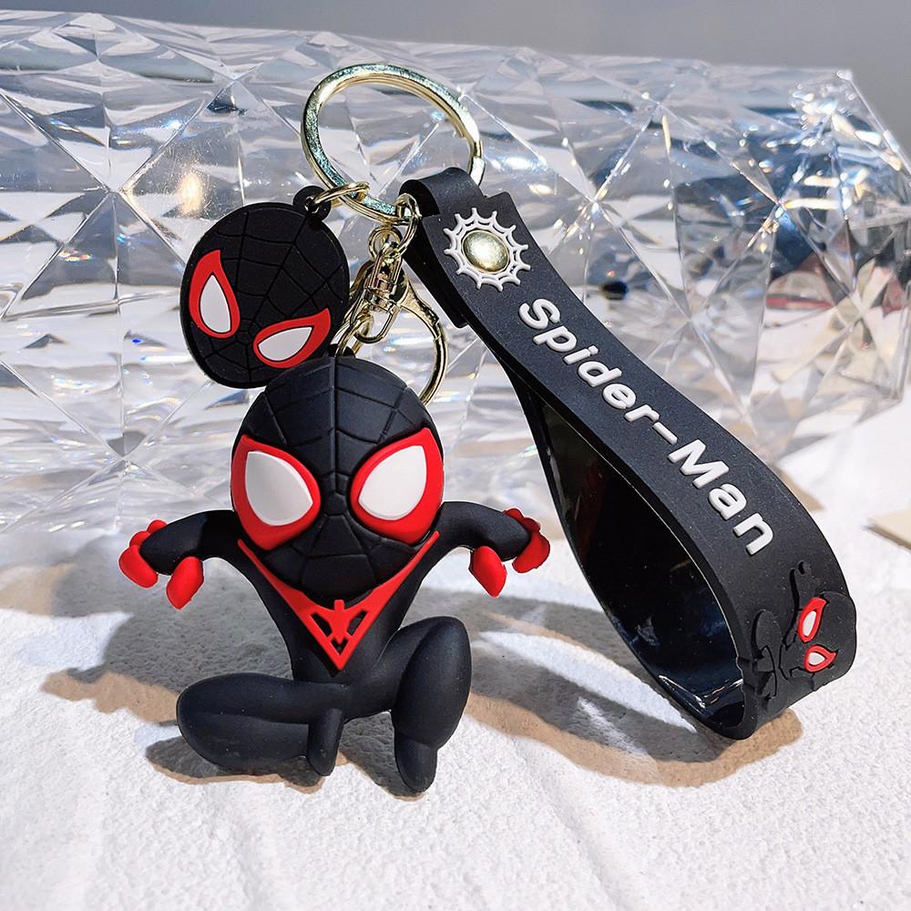 

Charming Pvc Silicone Spiderman Keychain Marvel Cartoon Hero Keyring Car Hanging Ornament GoodEvil Black