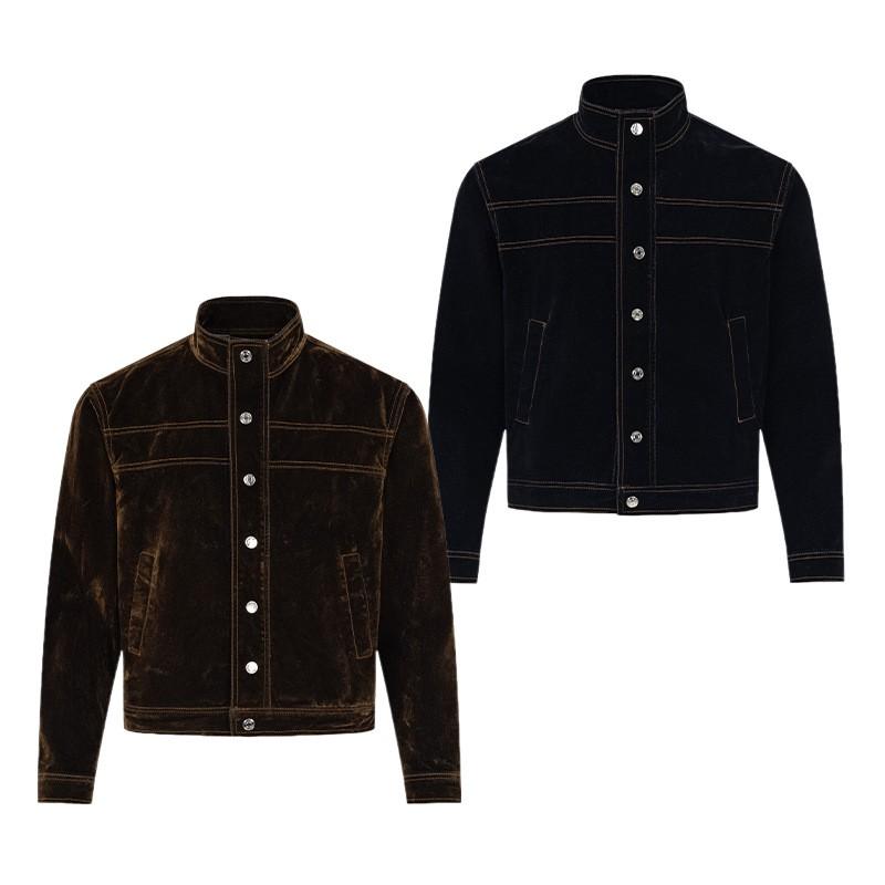 Mens Vintage Harrington Jacket Retro Motorcycle Style Workwear Outerwear Casual Loose Fit Cotton Shell