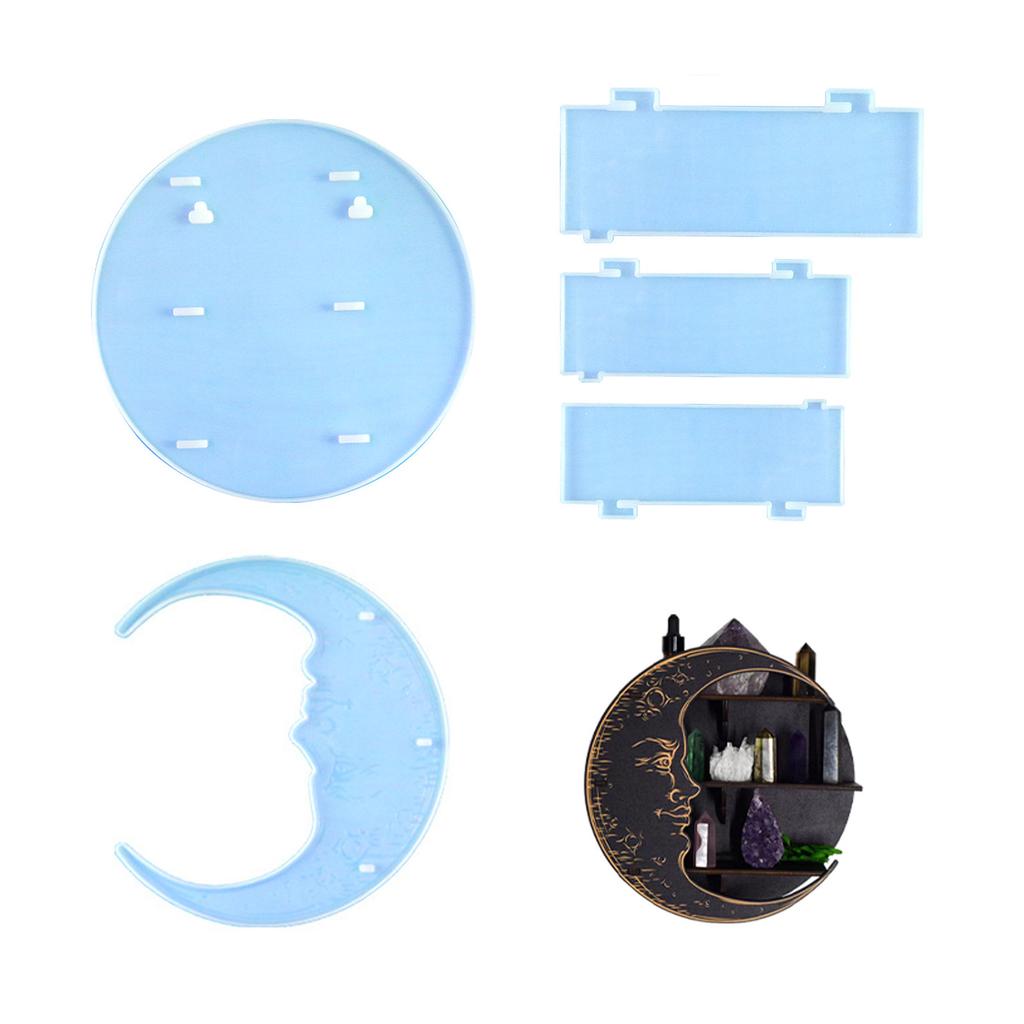 Ornament Molds Silicone Storage Rack Mold Moon Shape Wall Storage Shelf Moulds Silicone Material for DIY Making Crafts