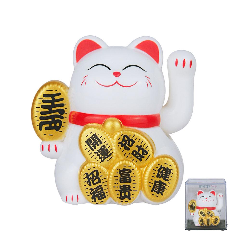 Wealth Waving Hand Cat Chinese Lucky Cat Cartoon Ornament Cute Waving Arm Beckoning Fortune Cat For Home Office Decoration