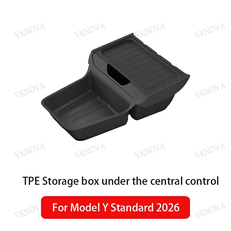 Smabee for Tesla Model Y Juniper RWD Standard 2026 2025 Center Lower Storage Box TPE Central Tray Organizer Accessories Tidying